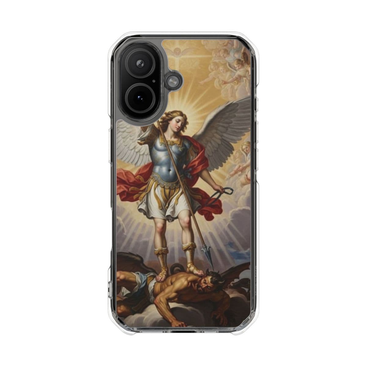 St. Michael painting on a clear case